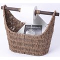 Vintiquewise Free Standing Magazine and Toilet Paper Holder Basket with Wooden Rod QI003417